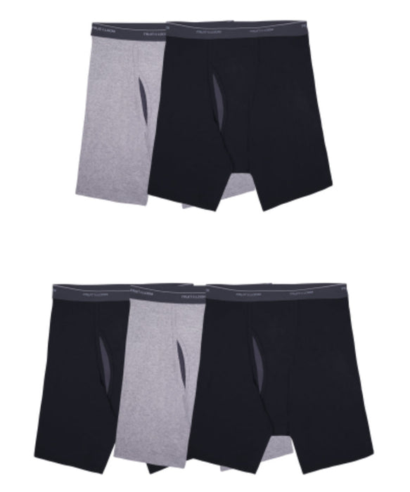 Fruit of the Loom Men's Eversoft Boxer Briefs - 5-Pack, Black & Grey —  Dave's New York