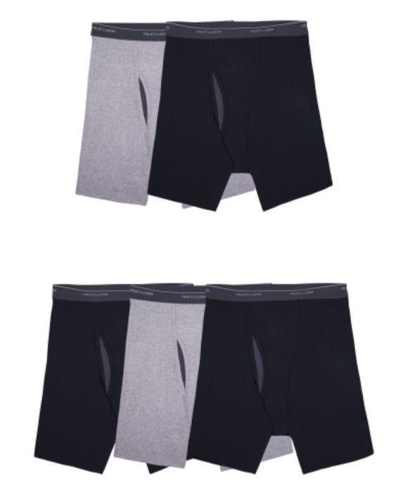 Fruit of the Loom Men's Eversoft Boxer Briefs - 5-Pack, Black & Grey ...