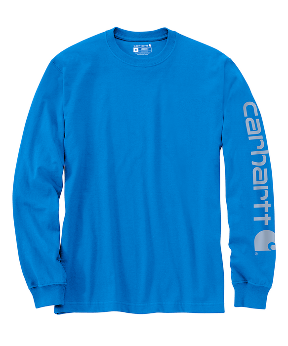 Carhartt Signature Sleeve Logo Long-Sleeve T-Shirt - Blue Glow at Dave's New York