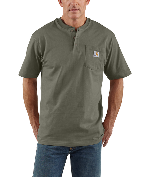 Carhartt Short Sleeve Henley T-Shirt - Dusty Olive at Dave's New York