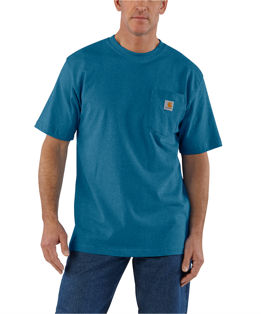 Carhartt K87 Workwear Pocket T-Shirt - Deep Lagoon Heather ...
