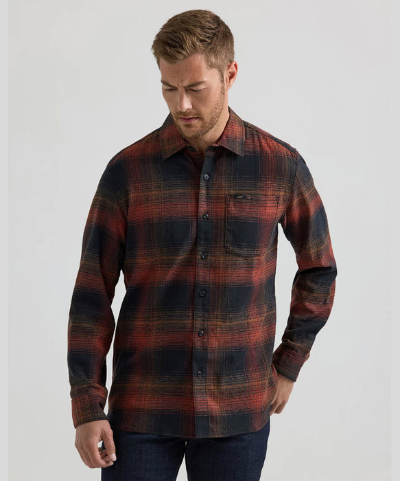 Lee Men's Extreme Motion Plaid Flannel Shirt - Sweet Maple Black at Dave's New York