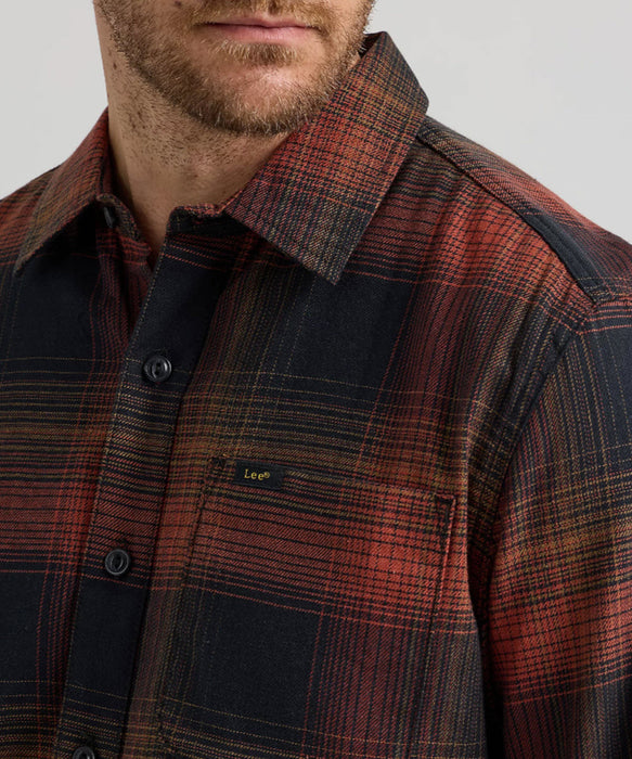 Lee Men's Extreme Motion Plaid Flannel Shirt - Sweet Maple Black at Dave's New York