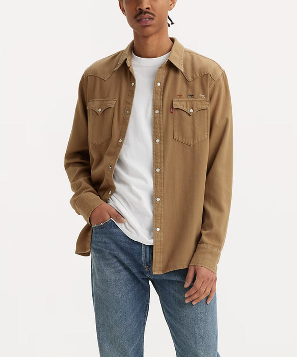 Levi s Men s Classic Standard Denim Western Shirt Dark Khaki