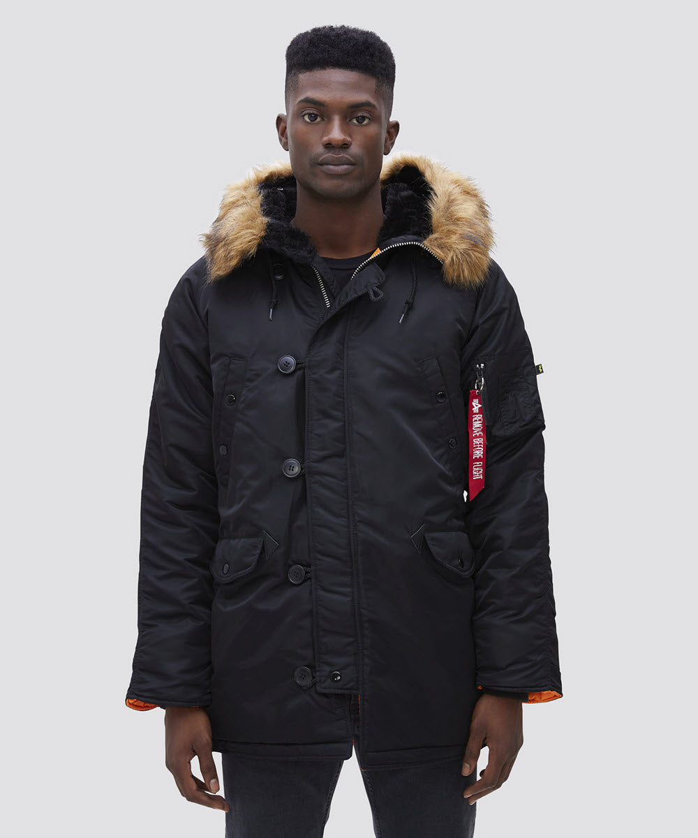 Alpha Industries Men's Slim Fit N-3B Parka - Black — Dave's New York