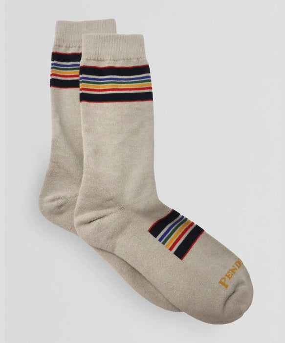 Pendleton National Park Striped Cotton Crew Socks - Yellowstone Taupe at Dave's New York