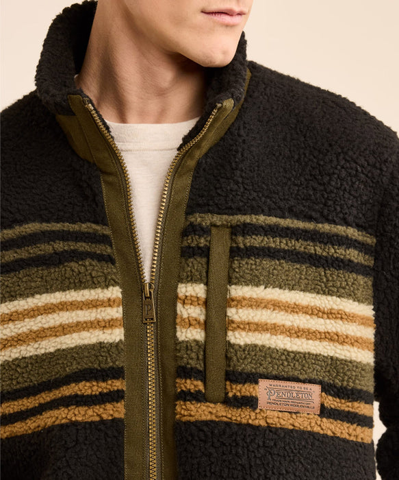 Pendleton Men's Tahuya Berber Fleece Jacket - Olive Bronze Stripe at Dave's New York