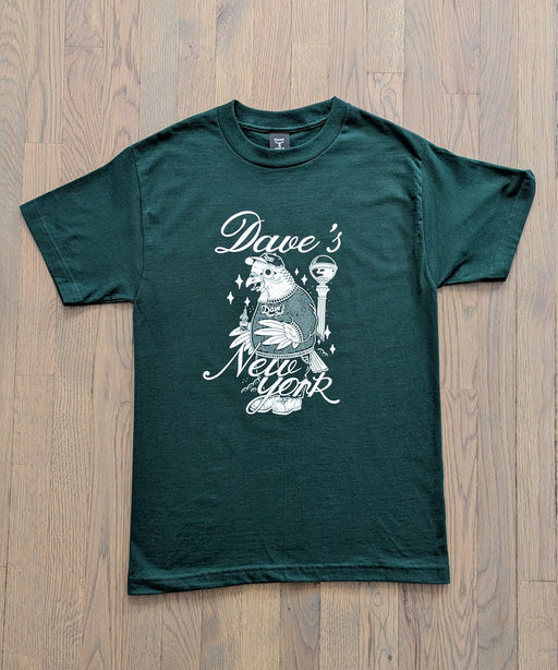 Dave's New York X Henbo Henning Collab "Icons" T-shirt - PIgeon in Forest Green