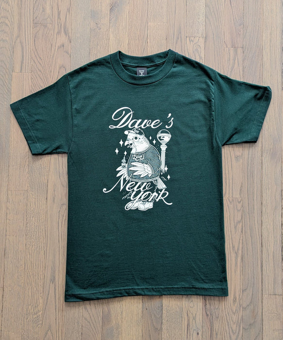Dave's New York X Henbo Henning Collab "Icons" T-shirt - PIgeon in Forest Green