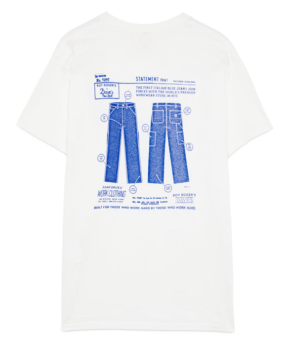 Roy Roger's X Dave's New York "Statement Pant" T-shirt - White