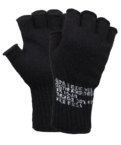 Rothco Military Fingerless Wool Gloves - Black at Dave's New York