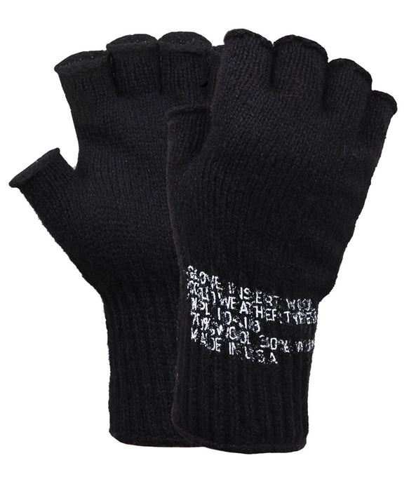 Rothco Military Fingerless Wool Gloves - Black at Dave's New York