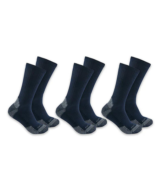 Carhartt Midweight Cotton Blend Crew Socks 3-Pack - Navy at Dave's New York