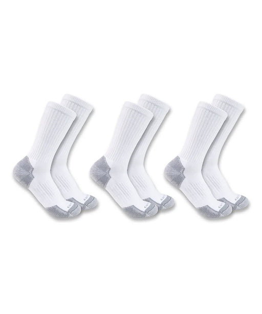 Carhartt Midweight Cotton Blend Crew Socks 3-Pack - White at Dave's New York