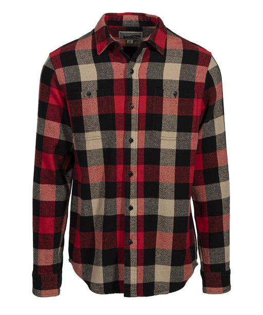 Schott NYC Men's Plaid Flannel Shirt - Black/Red at Dave's New York