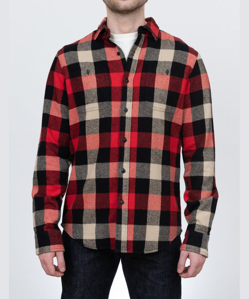 Schott NYC Men's Plaid Flannel Shirt - Black/Red at Dave's New York