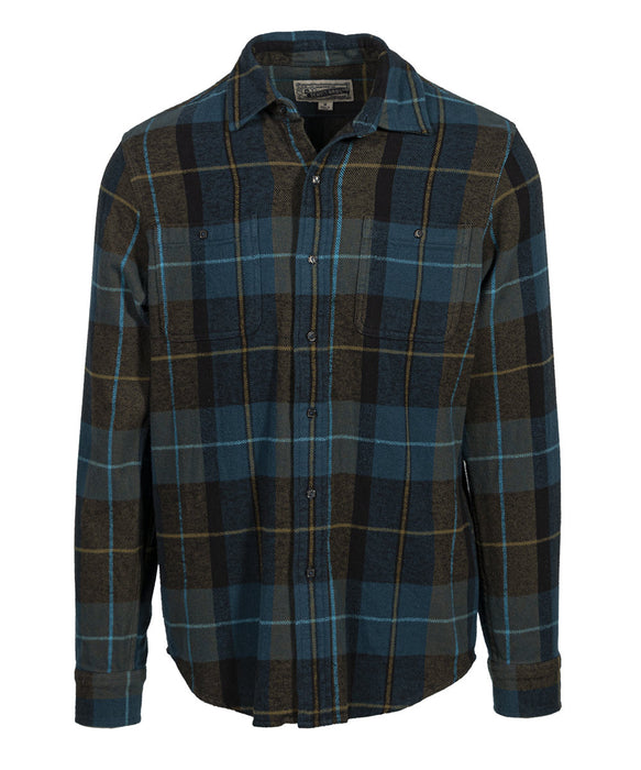 Schott NYC Men's Plaid Flannel Shirt - Blue/Green at Dave's New York