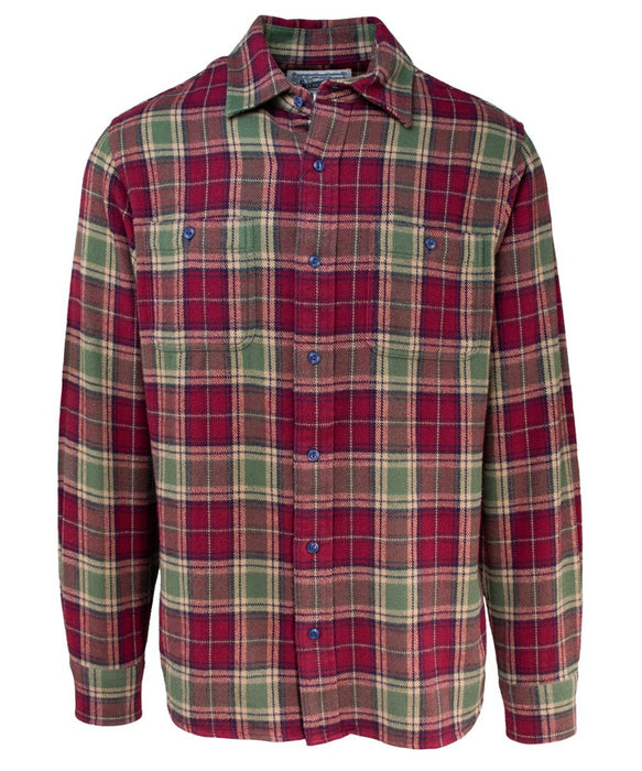 Schott NYC Men's Plaid Flannel Shirt - Burgundy at Dave's New York