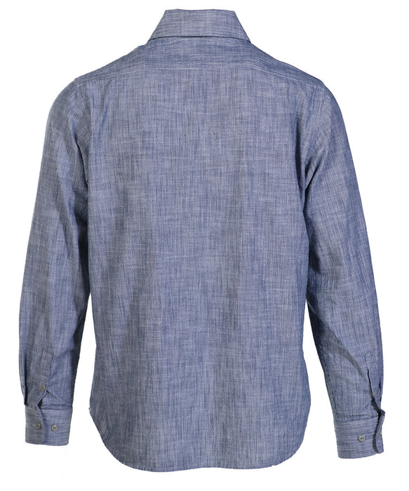 Schott NYC Men's Long Sleeve Denim Shirt - Ticking Stripe at Dave's New York