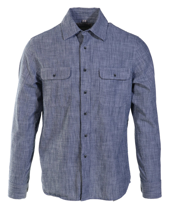 Schott NYC Men's Long Sleeve Denim Shirt - Ticking Stripe at Dave's New York