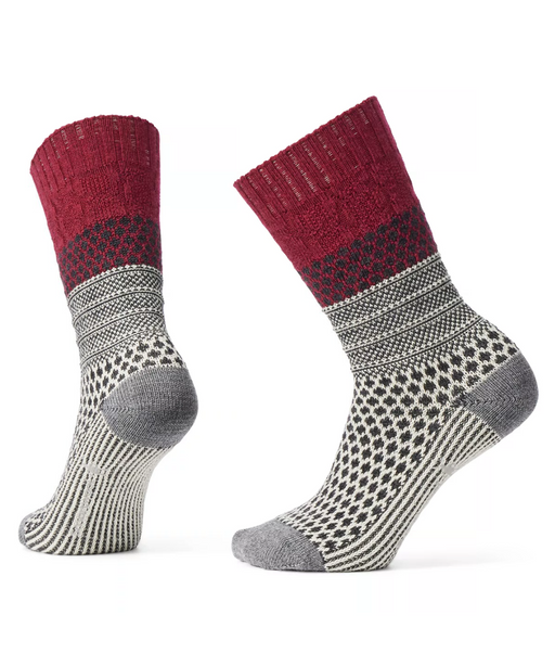 Smartwool Popcorn Cable Full Cushion Everyday Crew Socks - Tibetan Red at Dave's New York