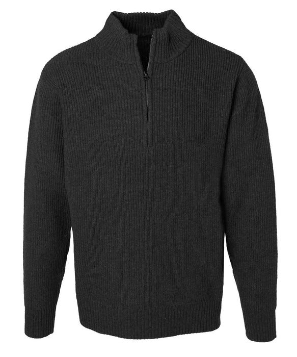 Schott NYC Men's Wool Half-Zip Sweater - Black at Dave's New York