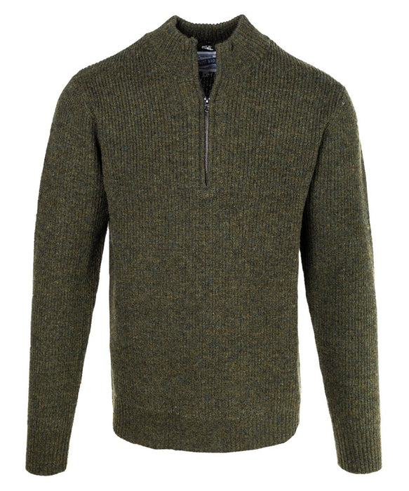 Schott NYC Men's Wool Half-Zip Sweater - Moss at Dave's New York