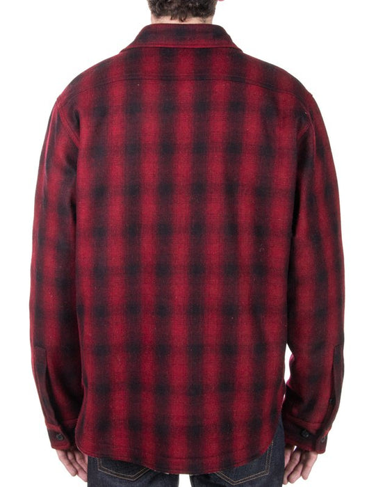 Schott Sherpa Lined Wool CPO Shirt - Red Plaid at Dave's New York