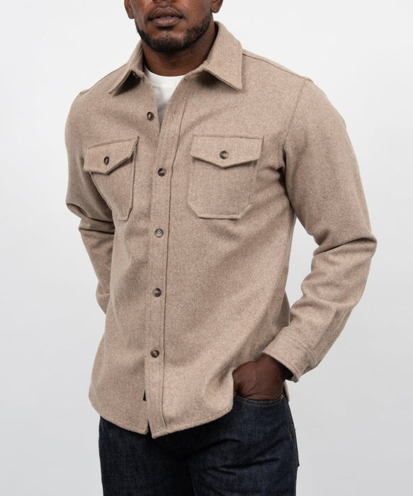 Schott NYC Men’s CPO Wool Shirt - Taupe at Dave's New York