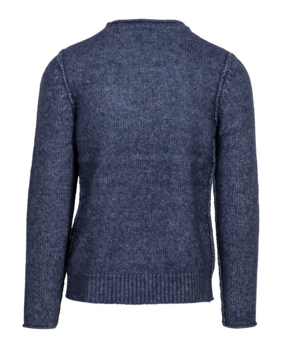 Schott NYC Men's Rolled Edge Tri Blend Sweater - Navy at Dave's New York