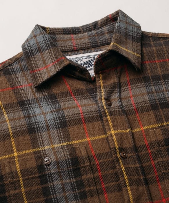 Schott NYC Men's Plaid Flannel Shirt - Moss at Dave's New York
