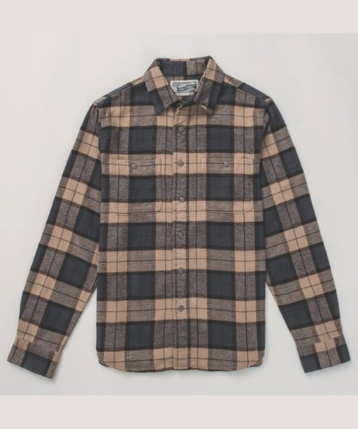 Schott NYC Heavy Flannel Plaid Shirt - Khaki/Grey at Dave's New York