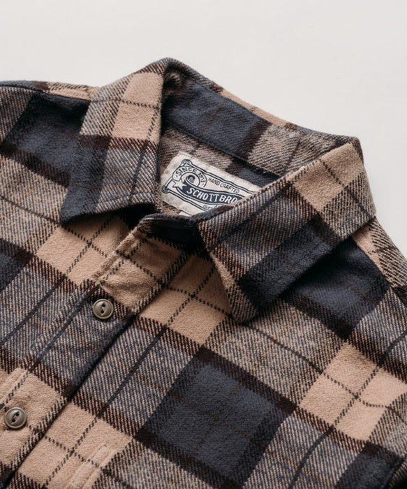 Schott NYC Heavy Flannel Plaid Shirt - Khaki/Grey at Dave's New York