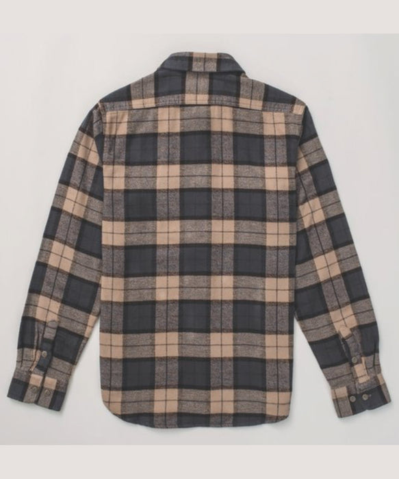 Schott NYC Heavy Flannel Plaid Shirt - Khaki/Grey at Dave's New York