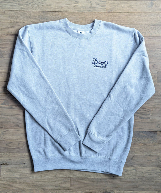Dave's New York Vintage Logo Embroidered Crew Neck Sweatshirt - Heather Grey
