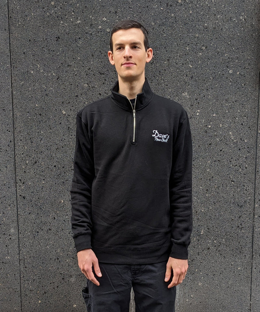 Dave's New York Men's Vintage Logo Half-Zip Sweatshirt - Black