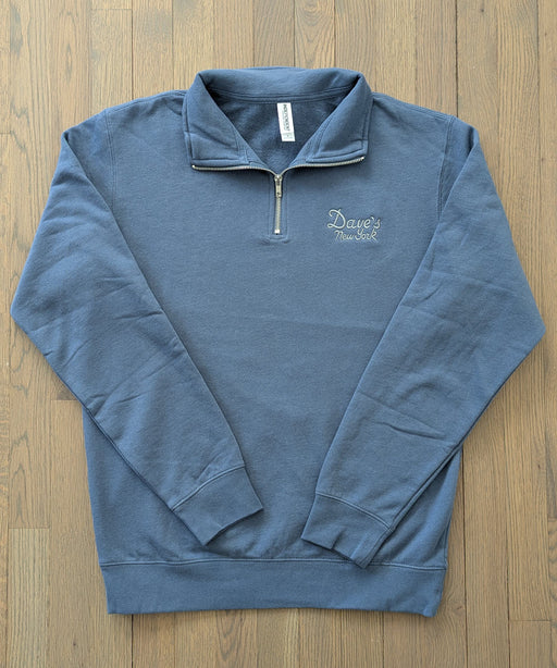 Dave’s New York Men's Vintage Logo Half-Zip Sweatshirt - Storm Blue
