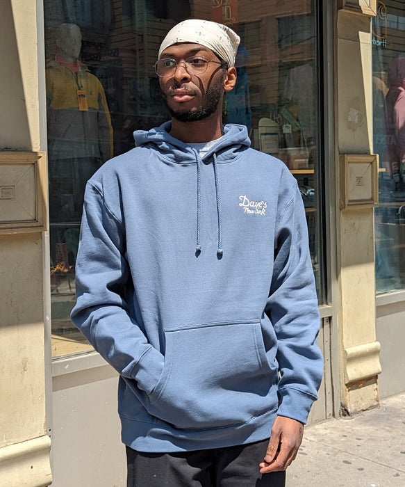 Storm Blue - Dave's New York Vintage Logo Hooded Sweatshirt
