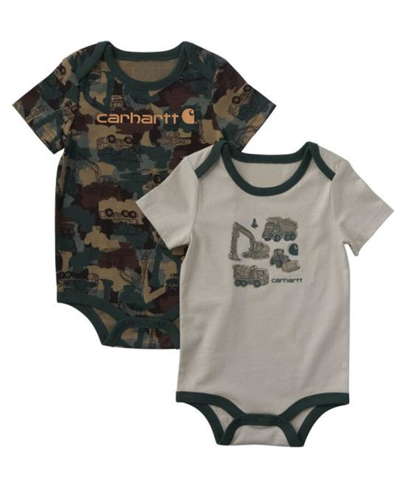 Carhartt Kids Short-Sleeve Construction Infant Bodysuit (Onesie) 2pc Set - Sand at Dave's New York