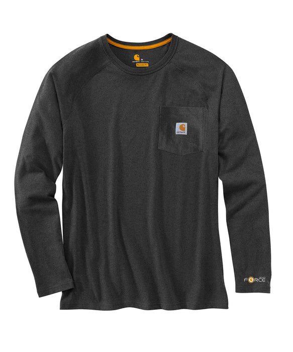 Carhartt 100393 Force Cotton Delmont Long Sleeve T-Shirt in Carbon Heather at Dave's New York