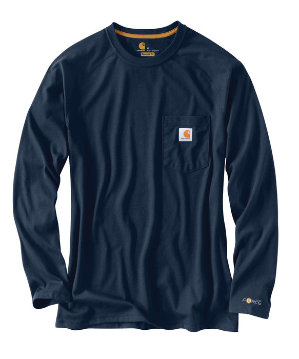 Carhartt 100393 Force Cotton Delmont Long Sleeve T-Shirt in Navy at Dave's New York