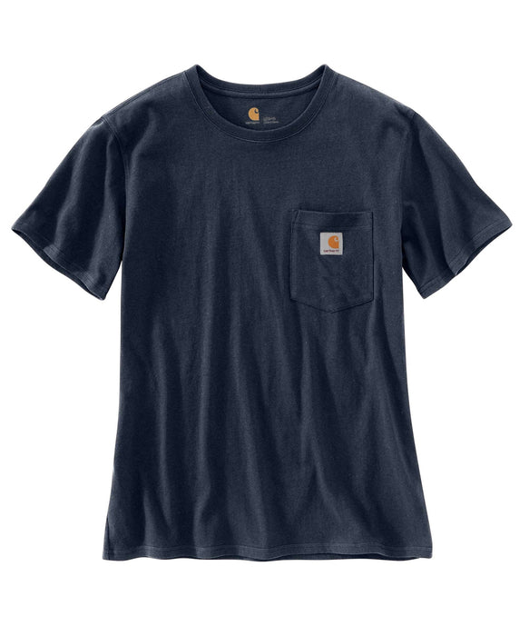 Carhartt Women's WK87 Short Sleeve Pocket T-Shirt Navy — Dave's