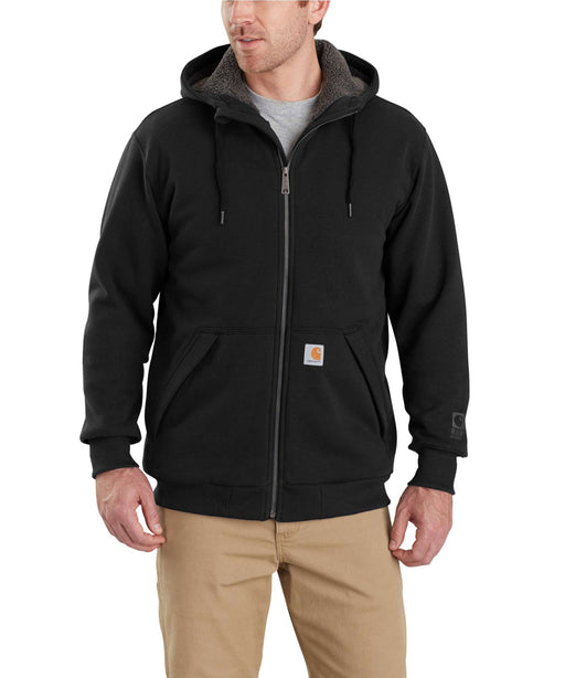 Carhartt 103308 Rain Defender Rockland Sherpa-Lined Full-Zip Hooded Sweatshirt in Black at Dave's New York