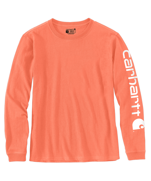 Carhartt Women's Signature Sleeve Logo Long Sleeve T-shirt - Electric Coral at Dave's New York