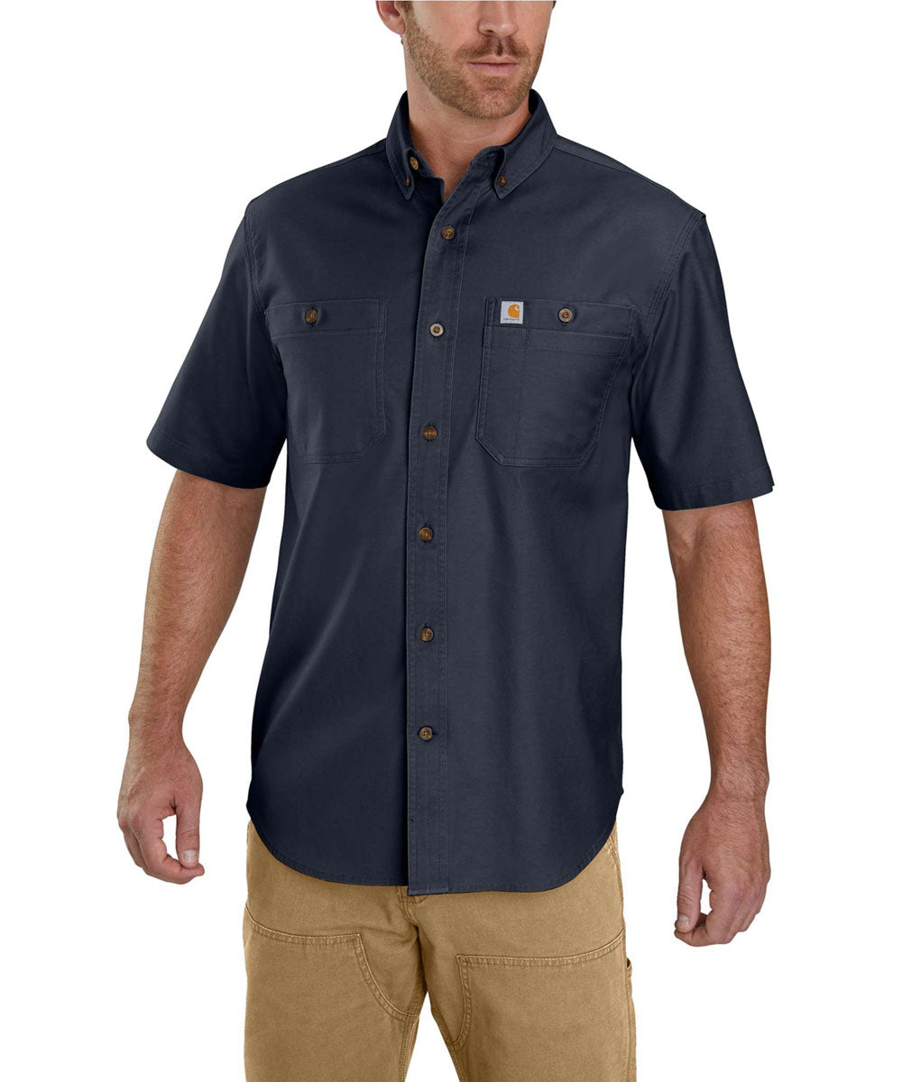 Carhartt Men's Navy Rugged Flex Rigby Short Sleeve Work Shirt