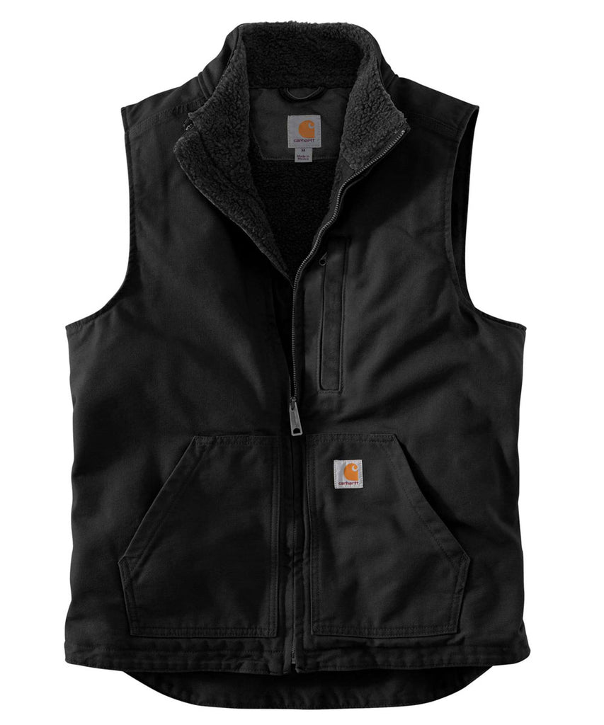 Carhartt Washed Duck Sherpa-Lined Mock Neck Vest - Black — Dave's New York