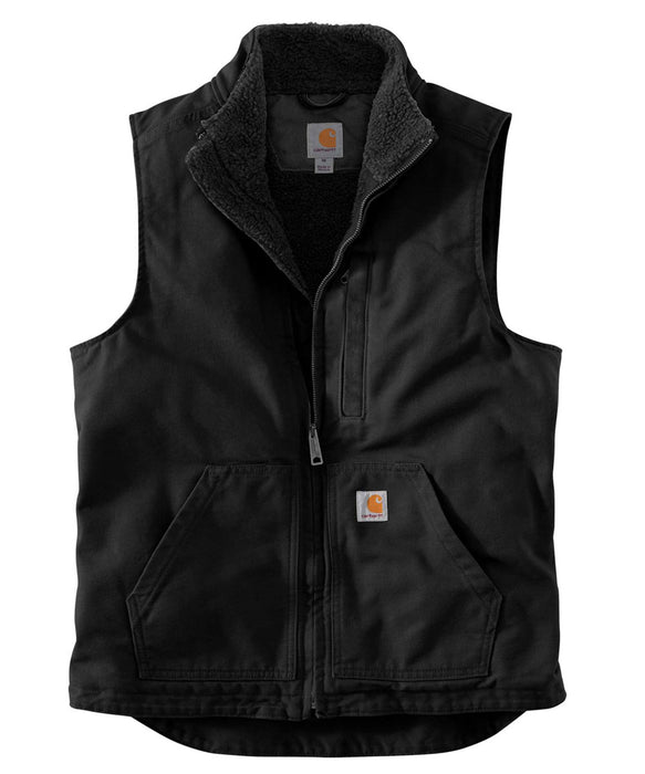 Carhartt Washed Duck Sherpa-Lined Mock Neck Vest - Black at Dave's New York