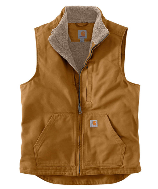 Carhartt Washed Duck Sherpa-Lined Mock Neck Vest in Carhartt Brown at Dave's New York