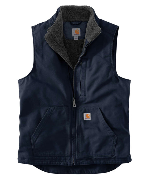 Carhartt Washed Duck Sherpa-Lined Mock Neck Vest in Navy at Dave's New York