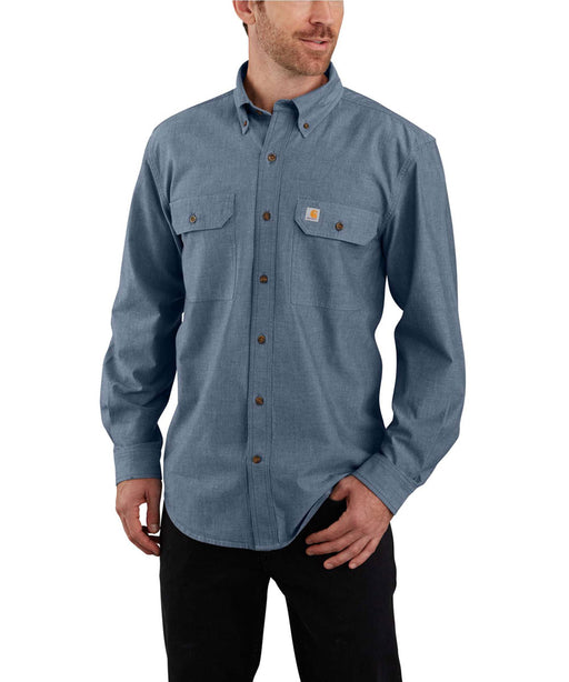 Carhartt Loose Fit Long Sleeve Chambray Shirt in Denim Blue Chambray at Dave's New York